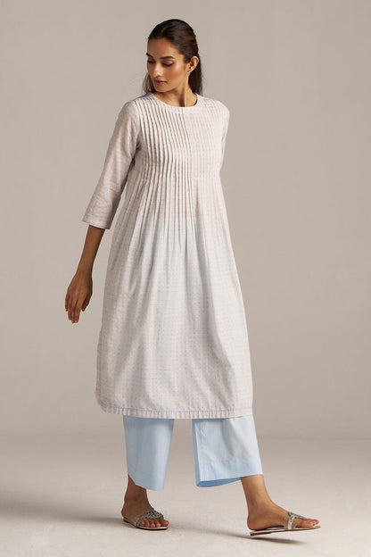Dhiyona GF Women's Baby Blue and Off-White Dotted Print Co-ord Set