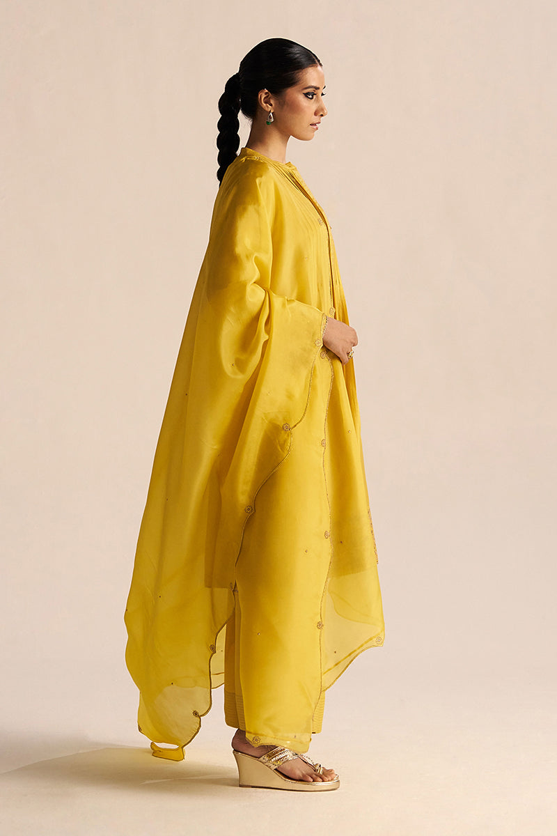 Dhiyona GF Women's Bamboo Yellow Festive Kurta Set