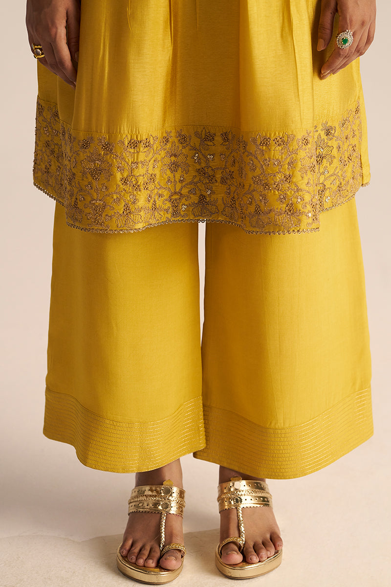 Dhiyona GF Women's Bamboo Yellow Festive Kurta Set