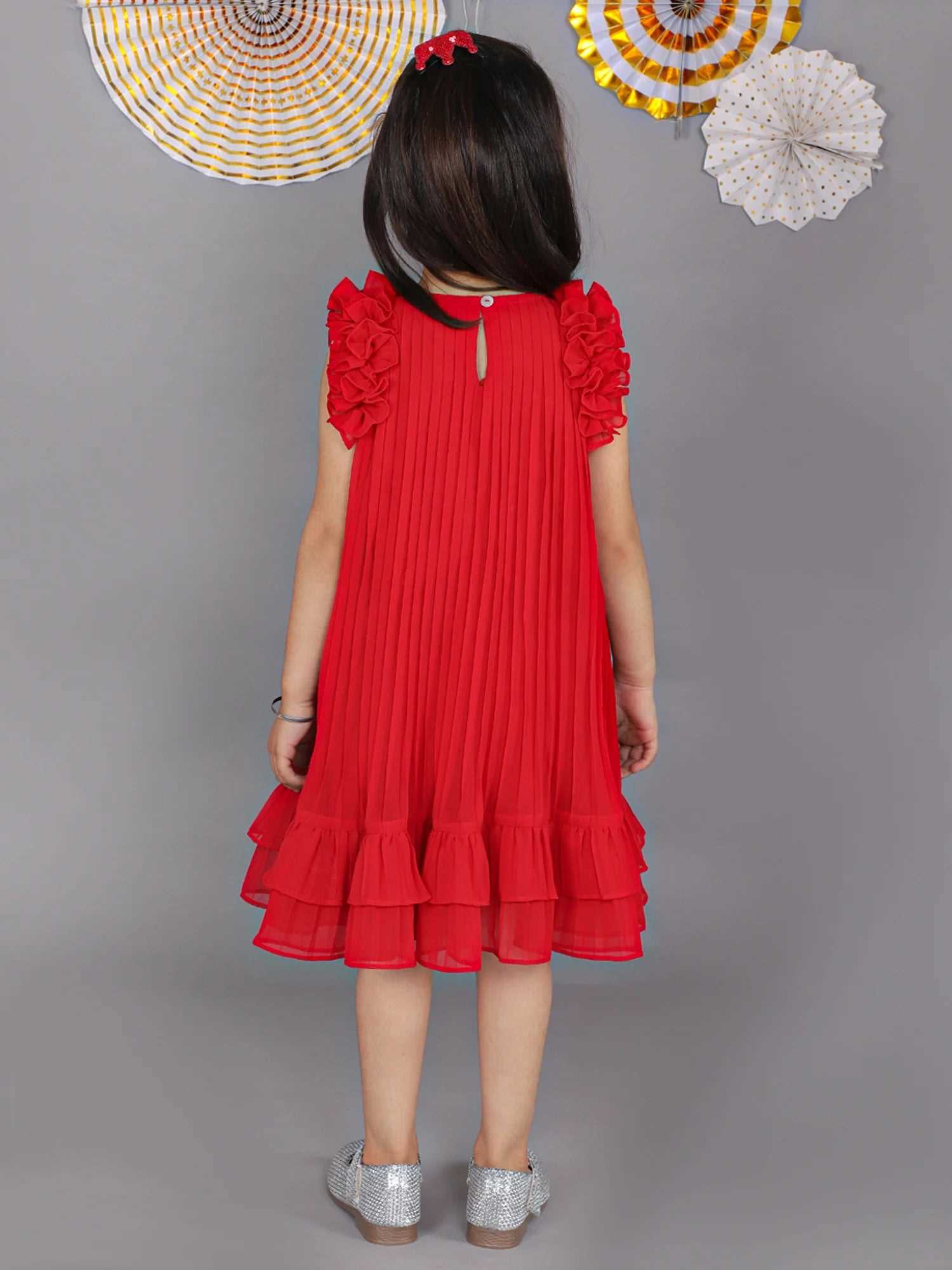 Girls pleated georgette party dress