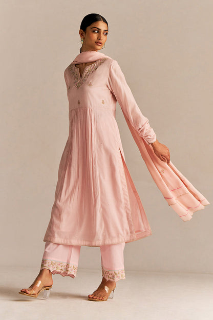 Dhiyona GF Women's Crystal Pink Embroidered Kurta Set