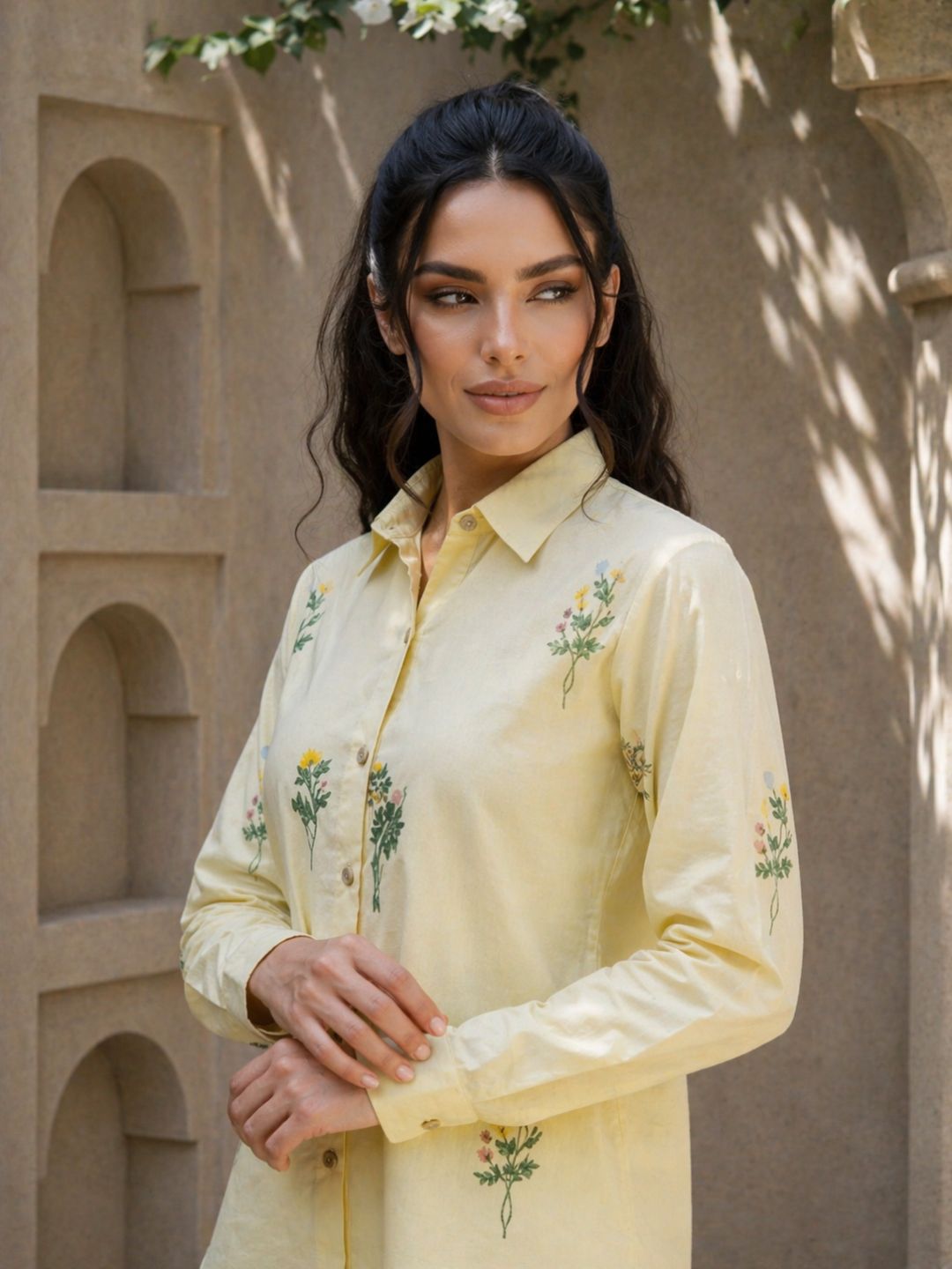 Molly Lime embroidery cotton co-ord set