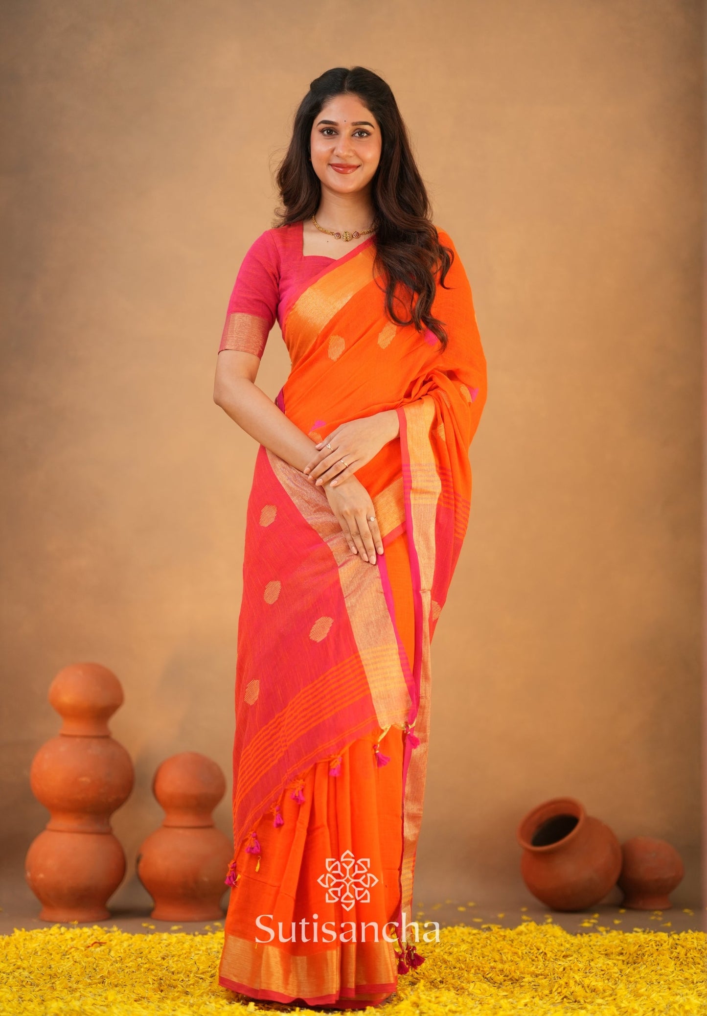 Dhiyona SS Sutisancha Woven Heritage Handloom Cotton Saree