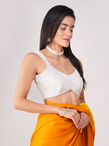 Dhiyona ST Snowdrop Statement White Back-Tie Blouse