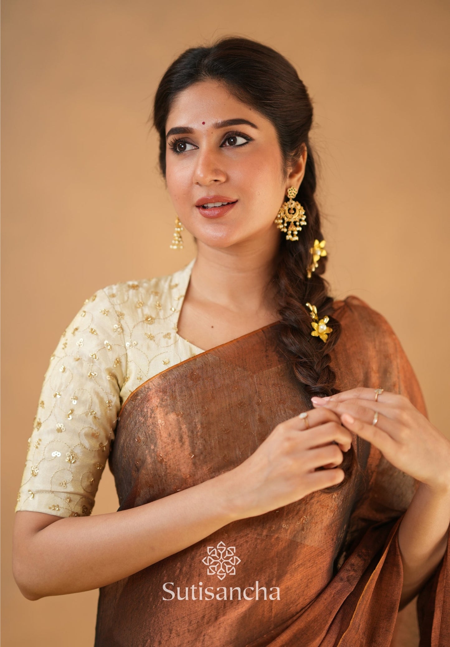 Dhiyona SS Beads Bloom Tissue Elegance