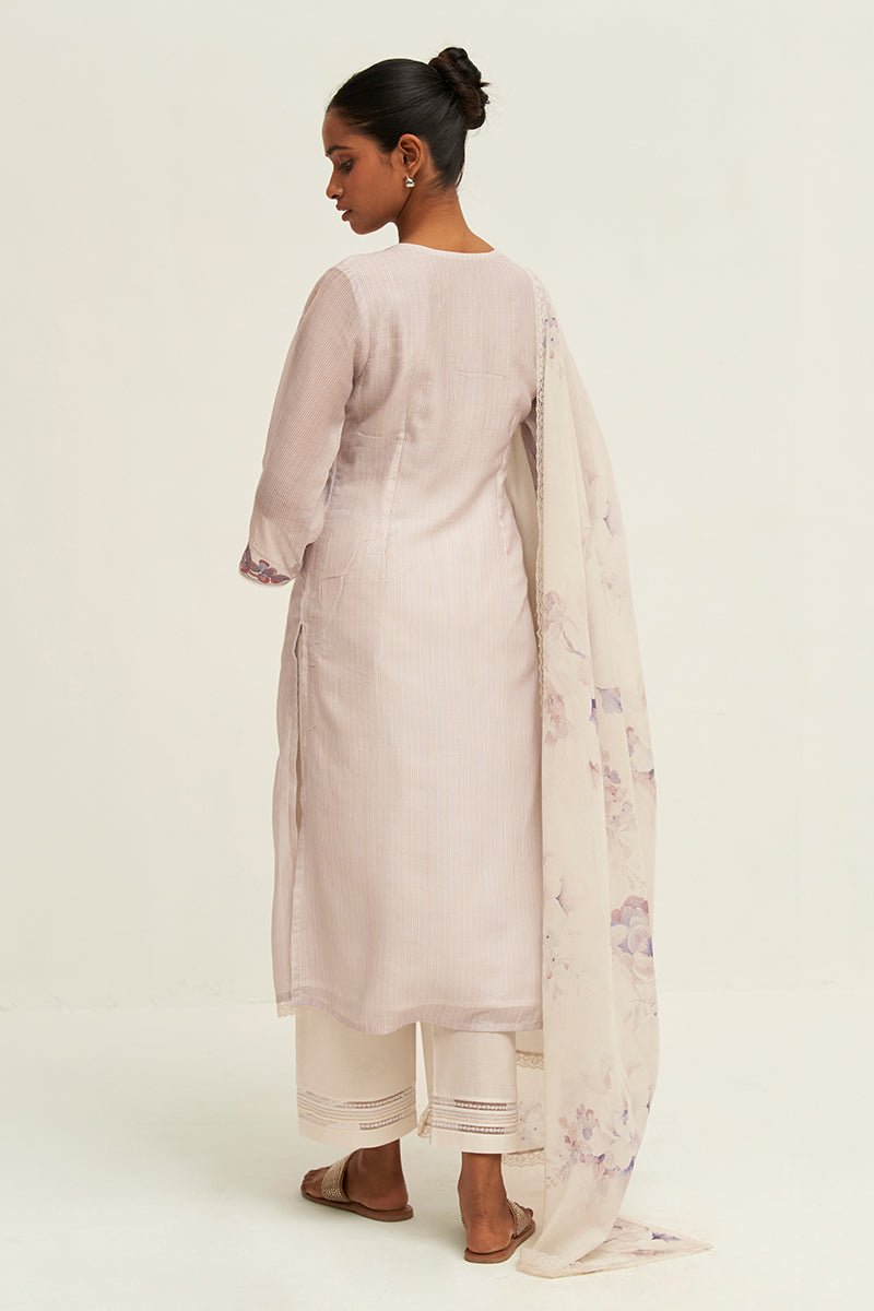 Women's Lily White and Fair Orchid Bemberg Silk Salwar Suit