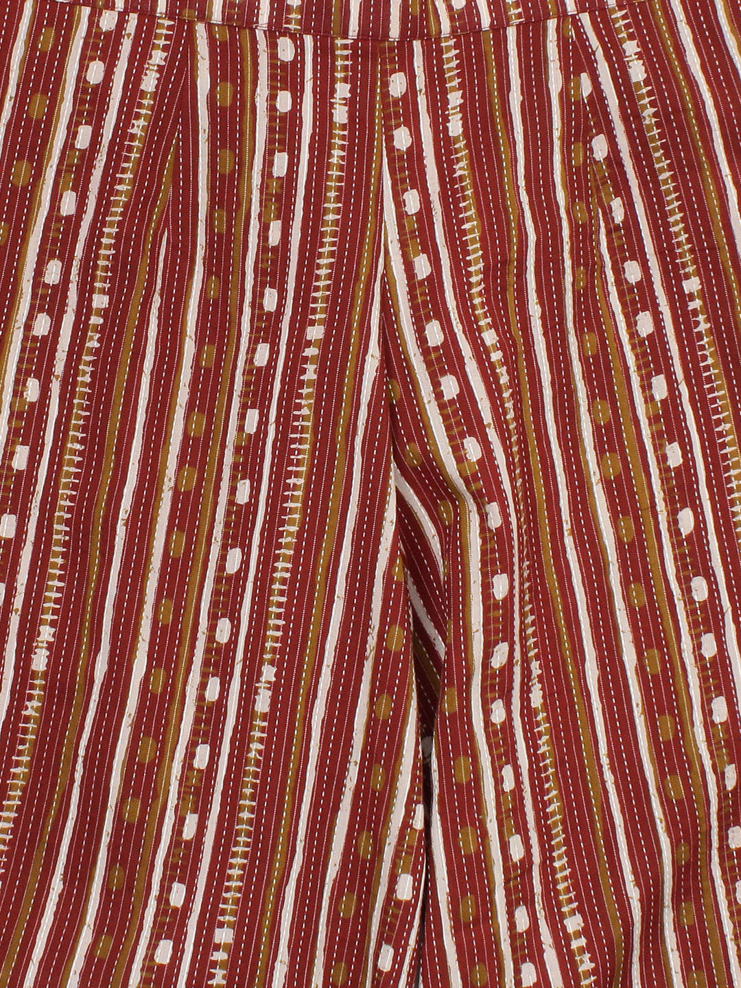 Women Maroon & Olive Green Printed A-Line Kurta with Palazzos