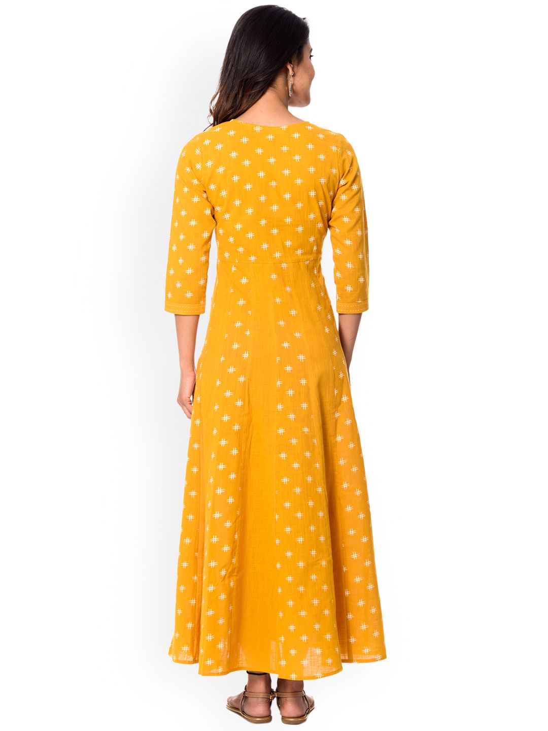 Dhiyona AY Women's Yellow Printed Maxi Dress