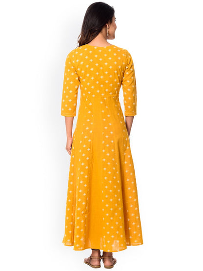 Dhiyona AY Women's Yellow Printed Maxi Dress