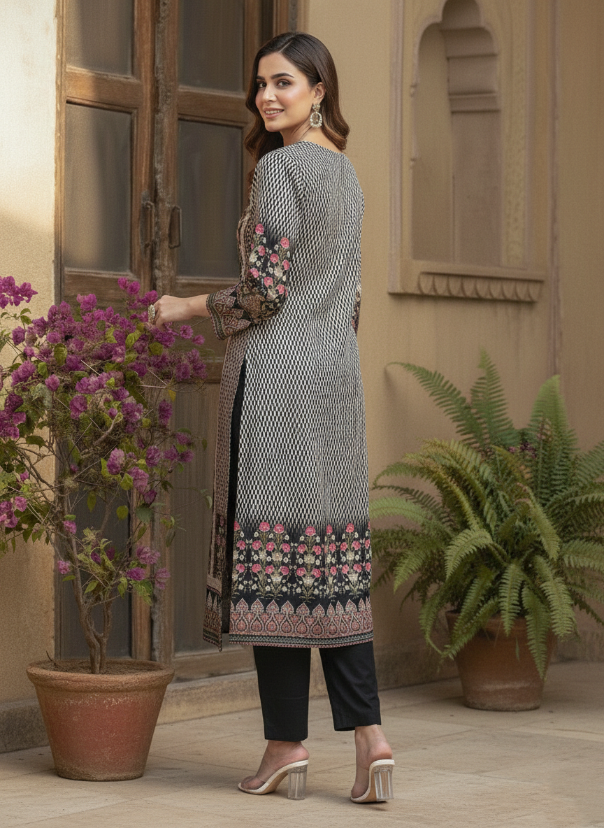 Reet Coal Printed Suit Set