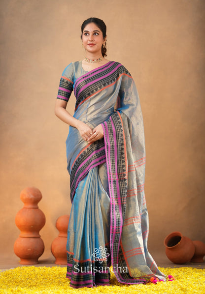 Dhiyona SS South Charm Tissue Cotton Saree with Traditional Border