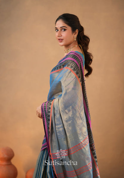 Dhiyona SS South Charm Tissue Cotton Saree with Traditional Border