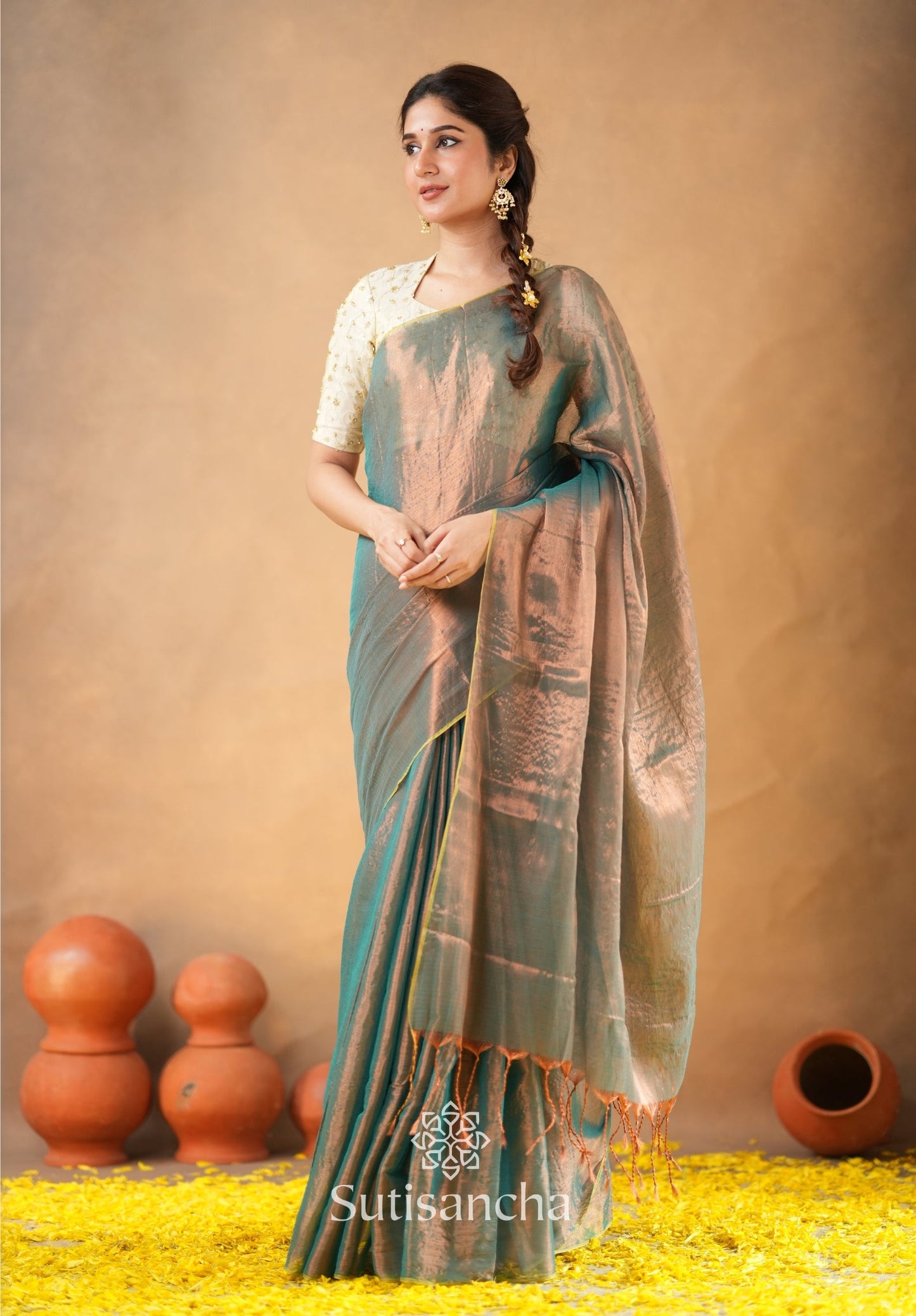 Dhiyona SS Beads Bloom Tissue Elegance