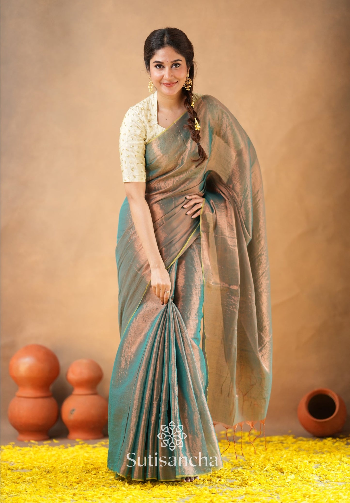 Dhiyona SS Beads Bloom Tissue Elegance