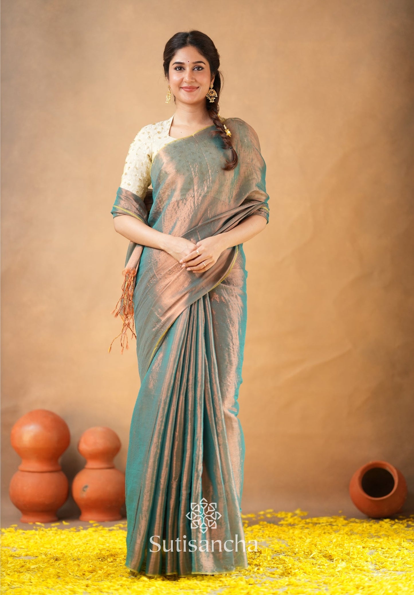 Dhiyona SS Beads Bloom Tissue Elegance