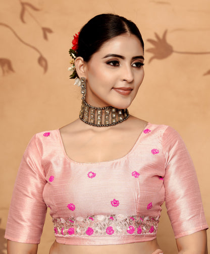 Dhiyona GR Women's Armani Pink Jimmi Choo Embroidered Saree
