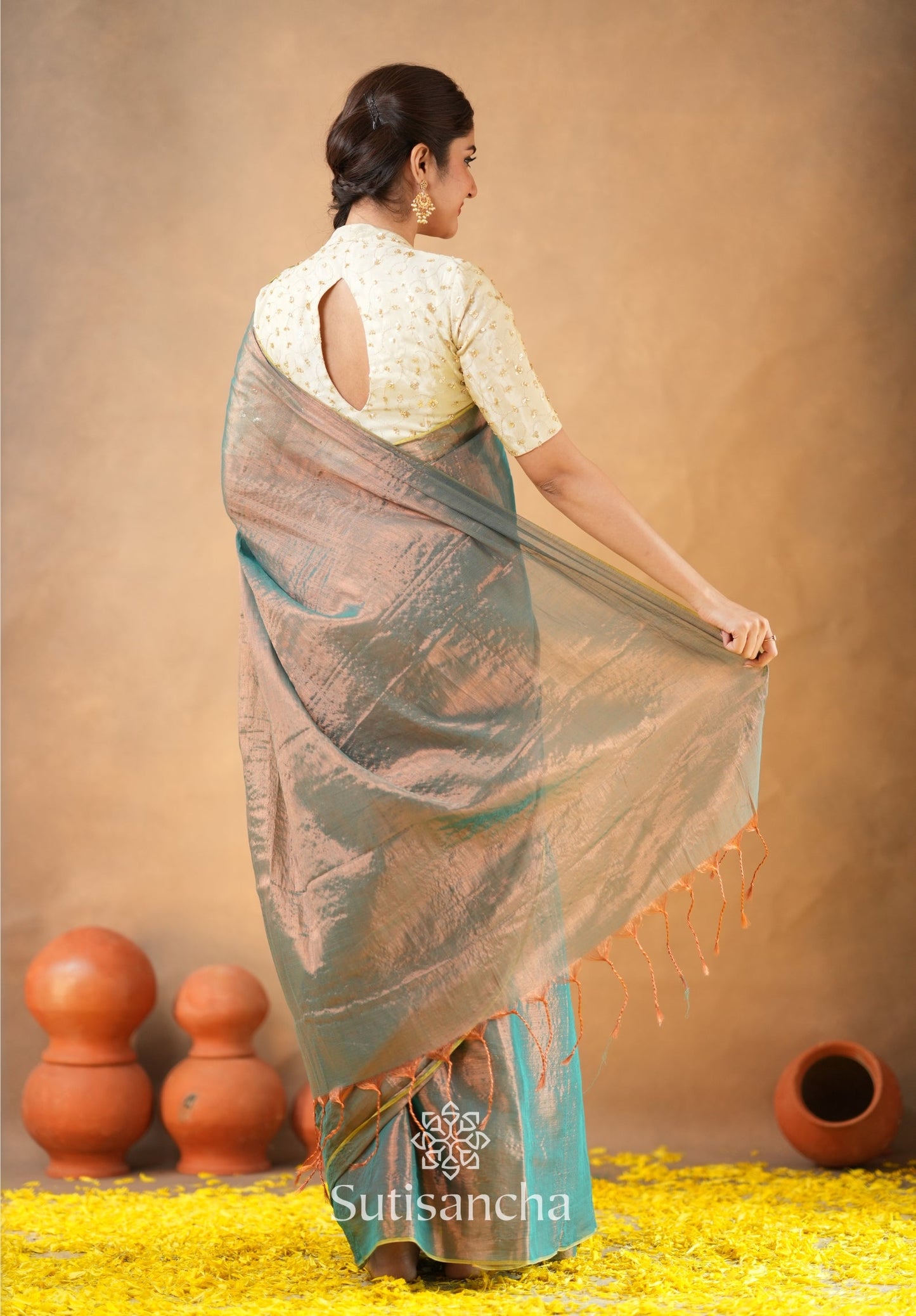Dhiyona SS Beads Bloom Tissue Elegance