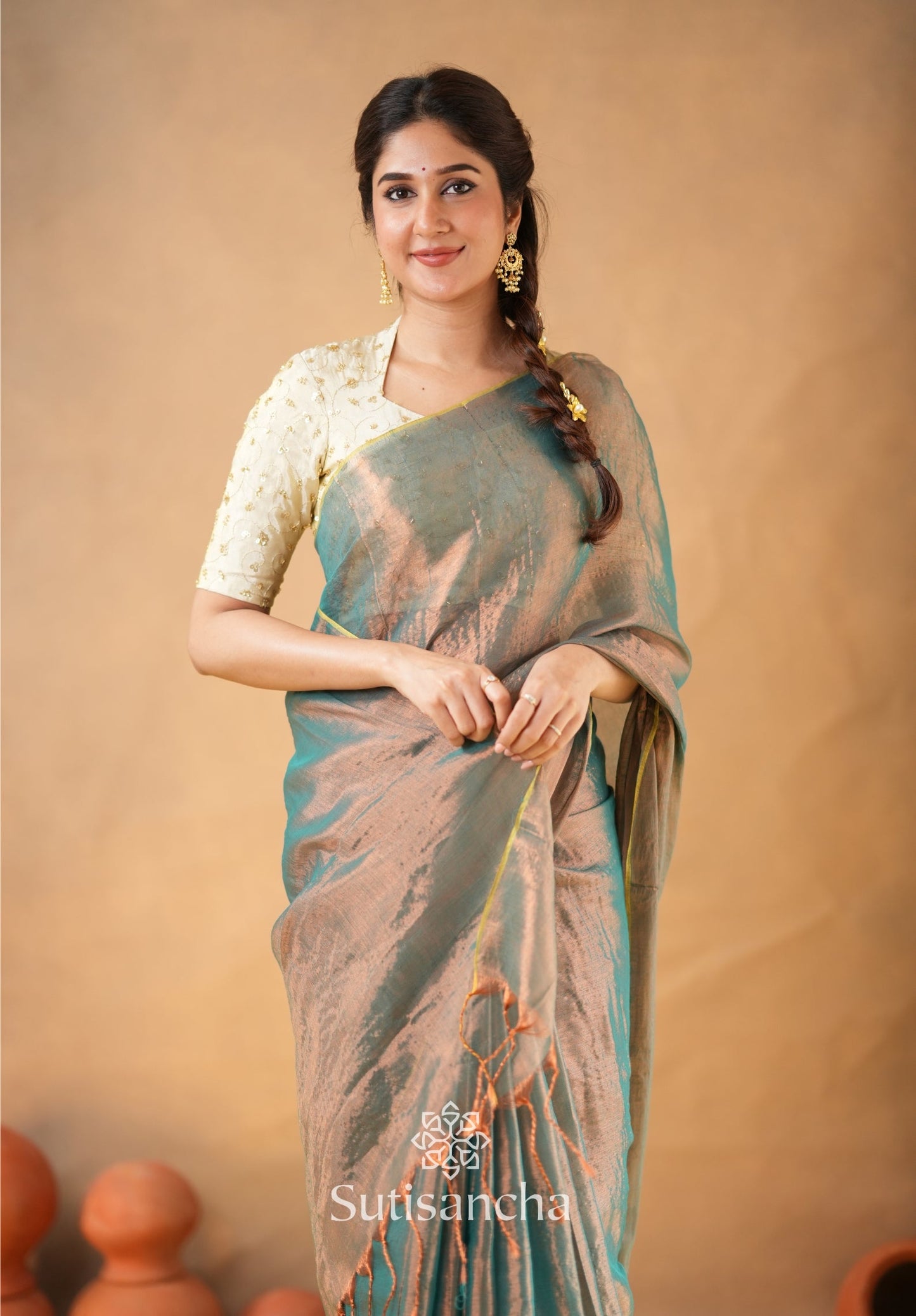 Dhiyona SS Beads Bloom Tissue Elegance