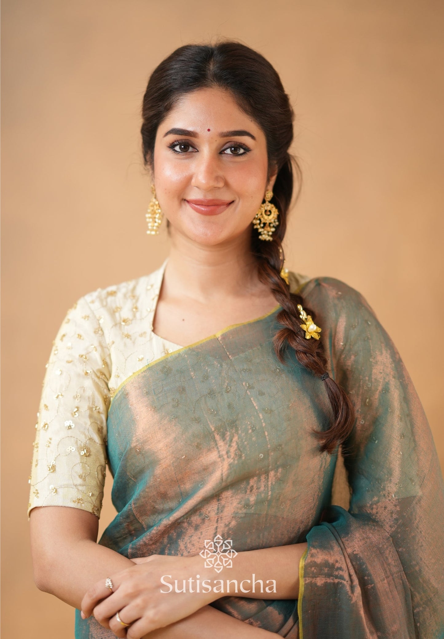Dhiyona SS Beads Bloom Tissue Elegance