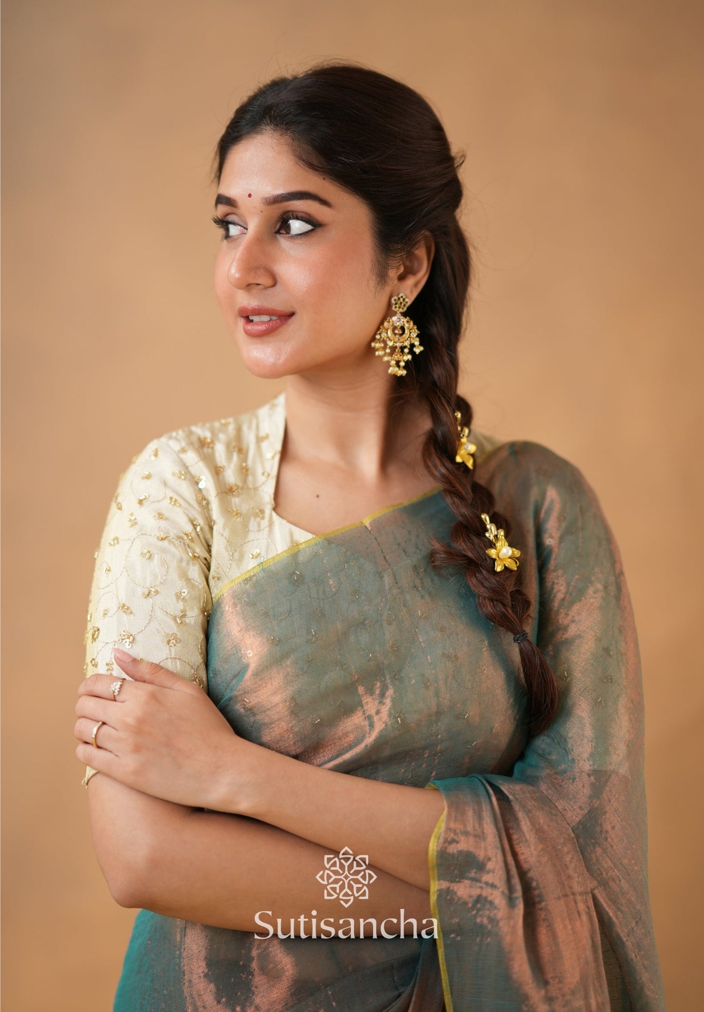 Dhiyona SS Beads Bloom Tissue Elegance