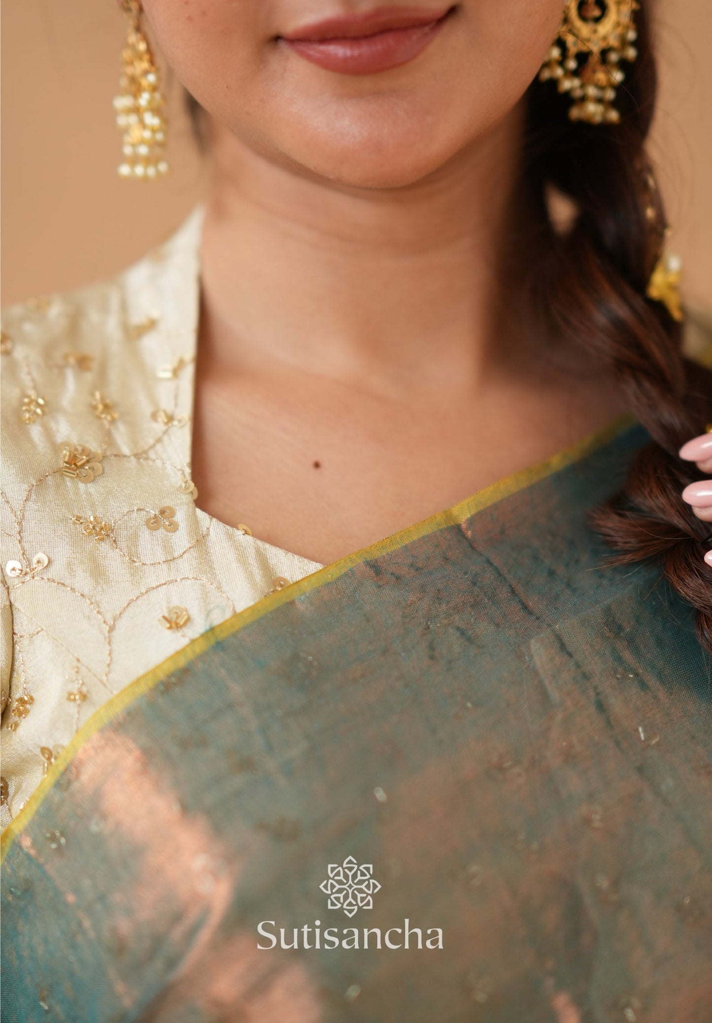 Dhiyona SS Beads Bloom Tissue Elegance