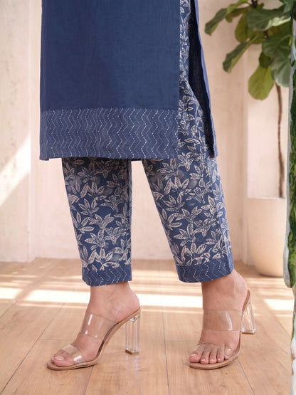 ARANYA INDIGO IKAT PRINT PURE COTTON SUIT SET