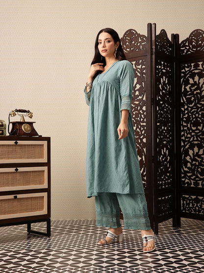Dhiyona PD Women Empire Pure Cotton Jashn Kurta with Palazzos & Dupatta