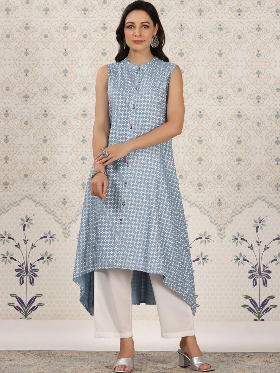 Dhiyona OD  Ethnic Motifs Printed Mandrain collar A-Line Kurta