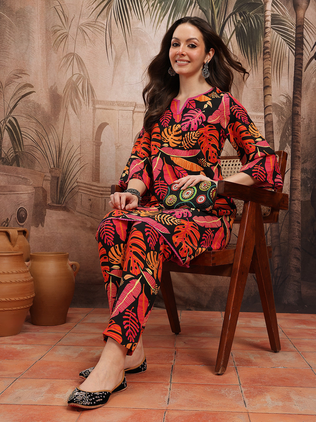 Floral Printed Regular Kurta with Trousers