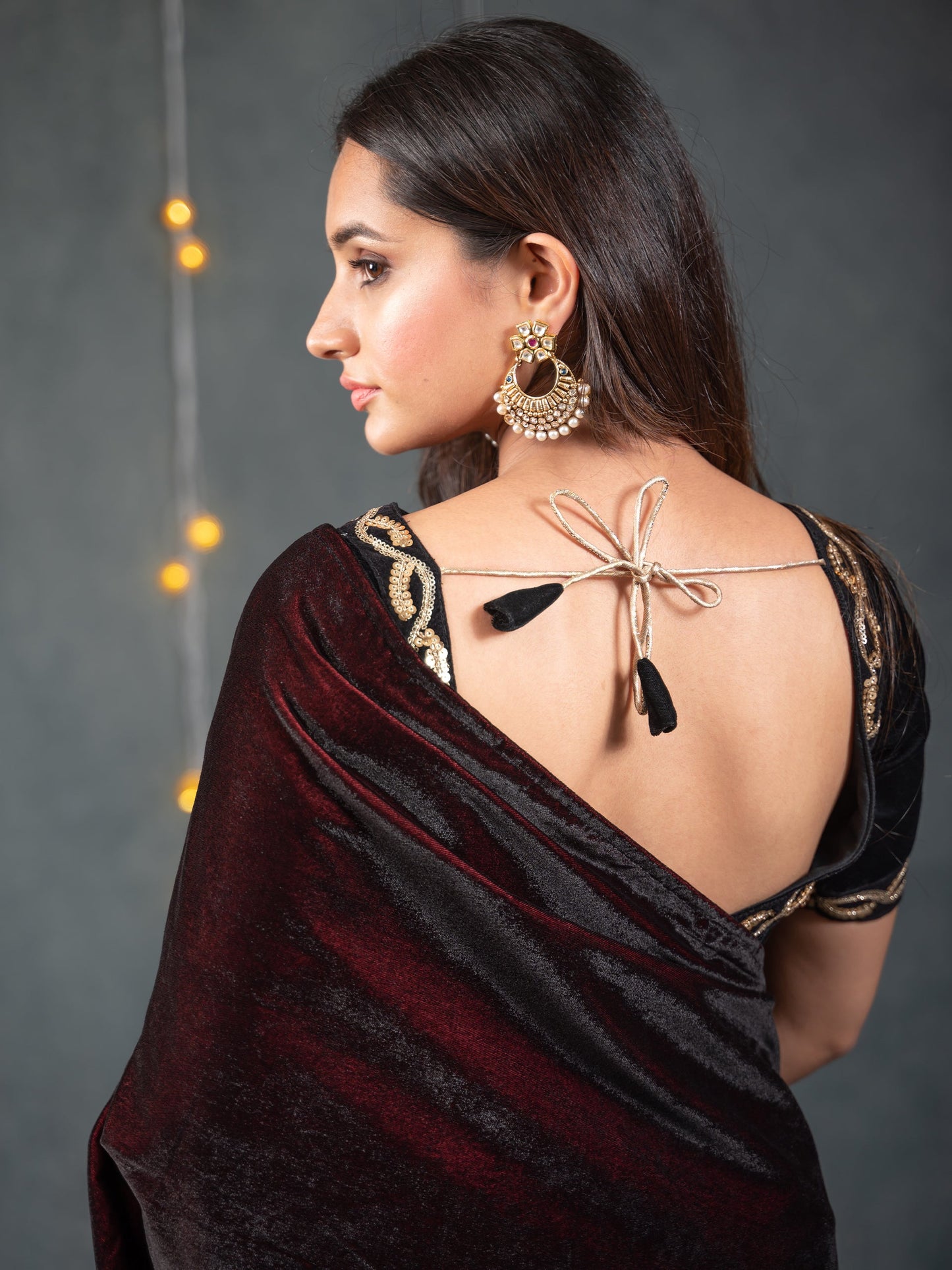 Dhiyona ST Velvet Black Blouse