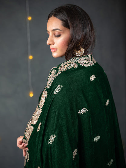 Dhiyona ST Velvet Green Shawl