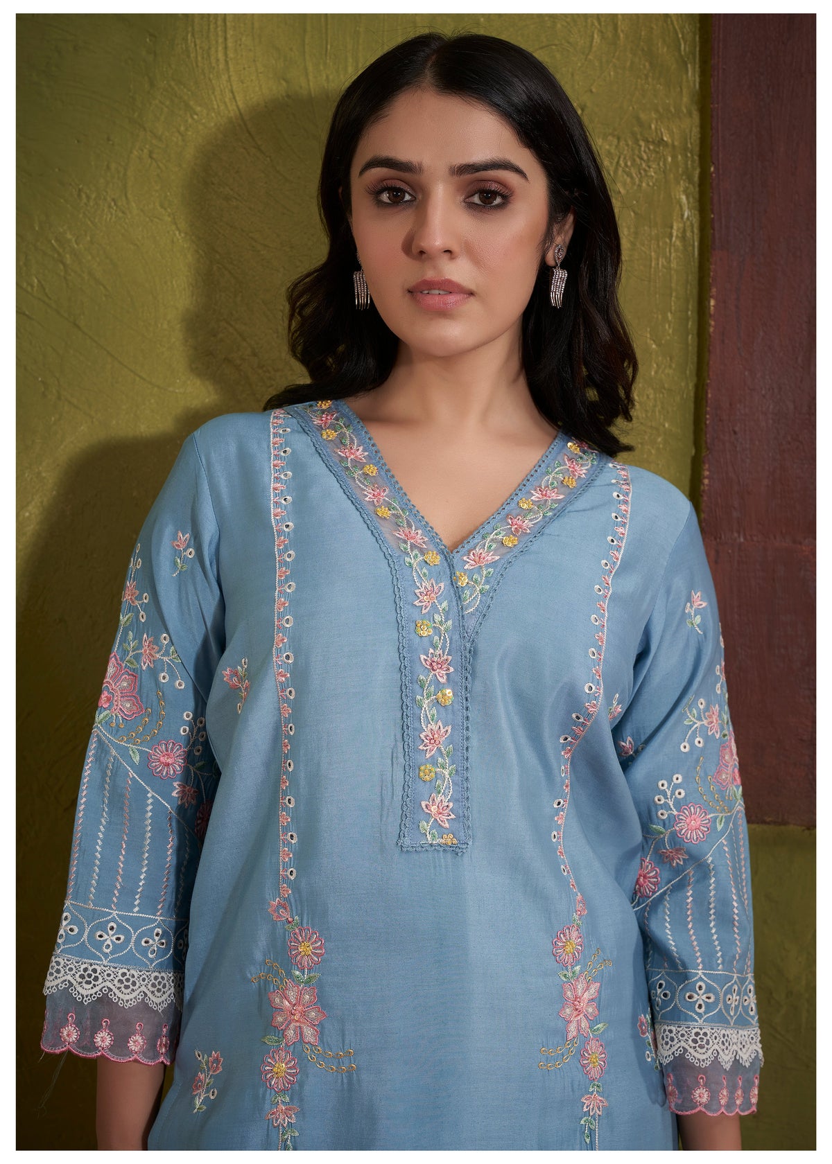 Nadira SoftBlue Embroidered Lawn Cotton Suit set