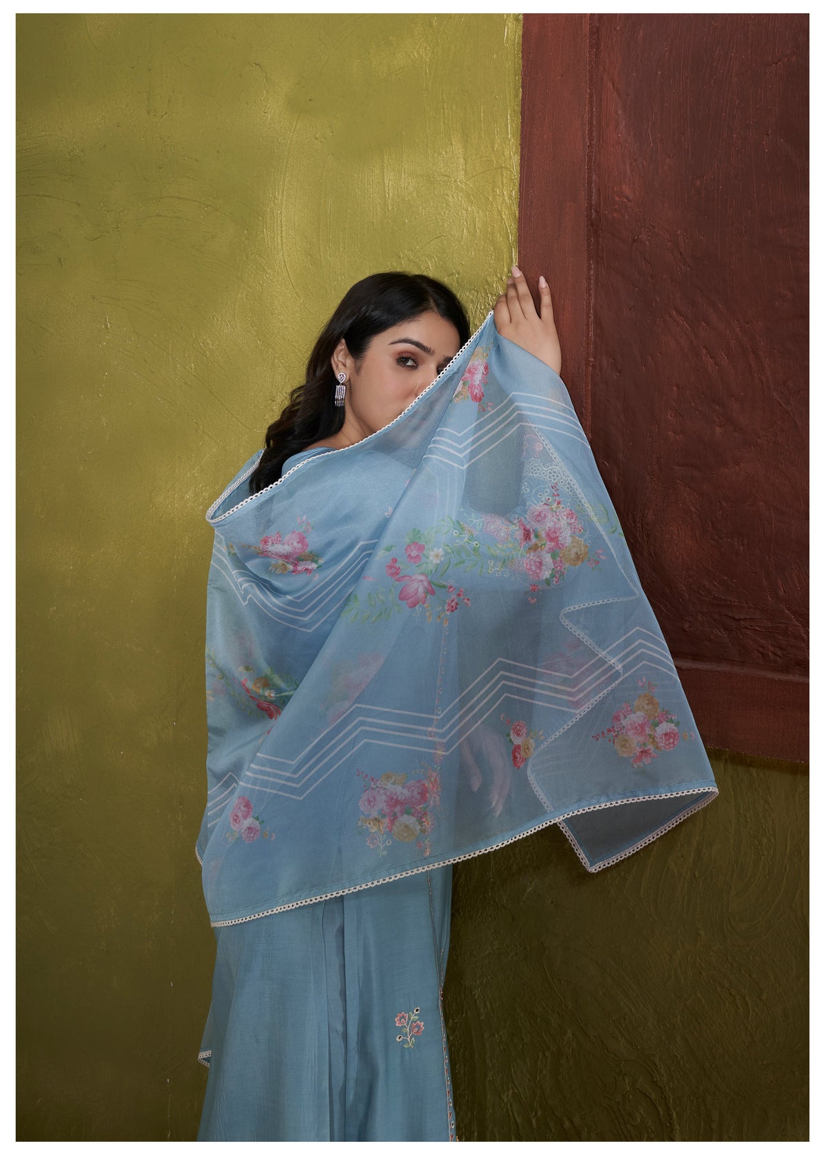 Nadira SoftBlue Embroidered Lawn Cotton Suit set