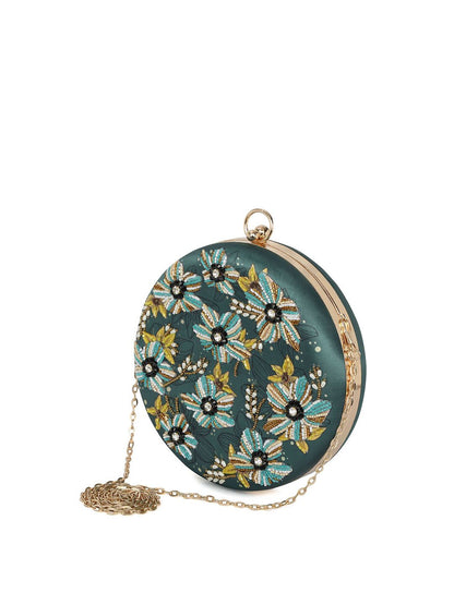 Dhiyona NR Women Embroidered Fabric Box Clutch