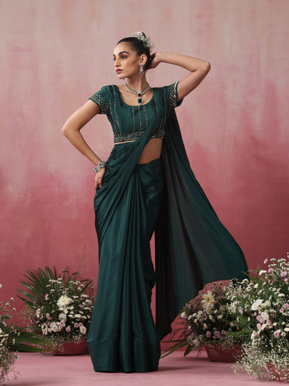 Dhiyona ST Healthify Crepe Saree with Hand Embroidered Blouse Fabric