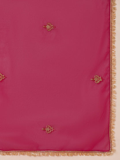 Dhiyona SN Ethnic Motifs Embroidered Straight Kurta with Palazzos & Dupatta