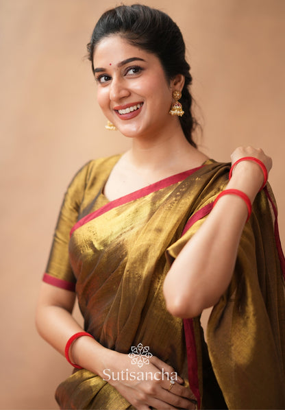 Dhiyona SS Woven Poetry Artisanal Handloom Tissue Cotton Saree