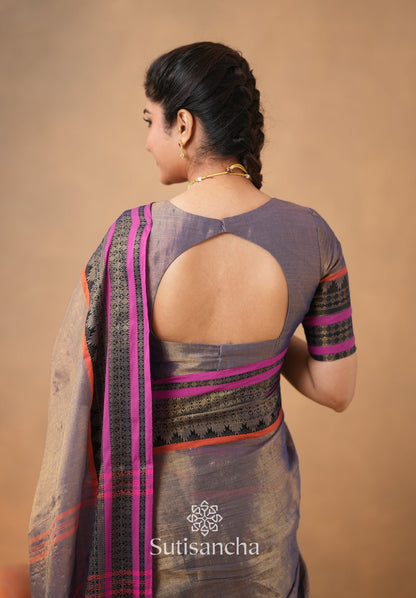 Dhiyona SS South Charm Tissue Cotton Saree with Traditional Border