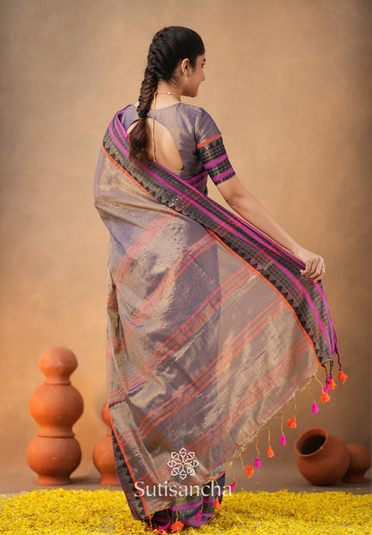 Dhiyona SS South Charm Tissue Cotton Saree with Traditional Border