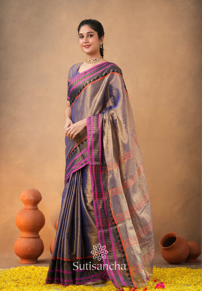 Dhiyona SS South Charm Tissue Cotton Saree with Traditional Border