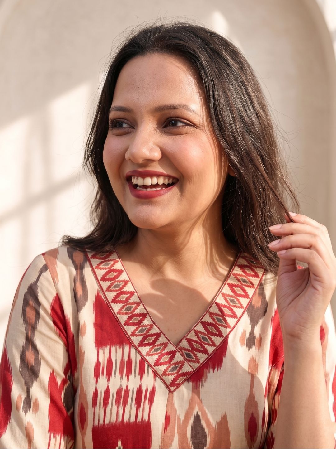 SASHA CORAL PRINTED KURTA PANT SET