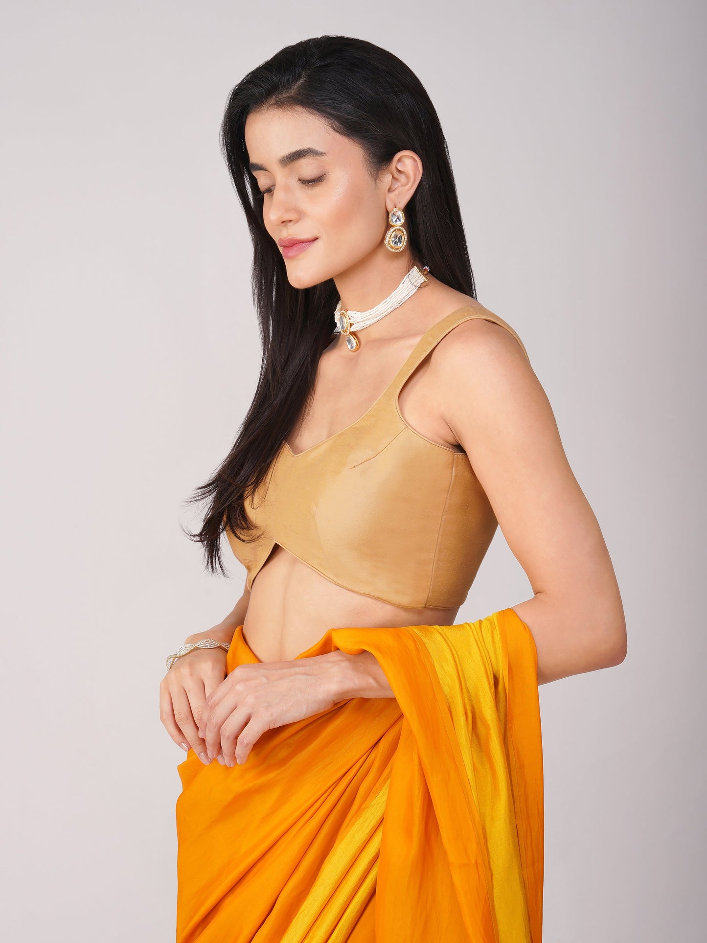 Dhiyona ST Desert Blush Beige Back-Tie Blouse
