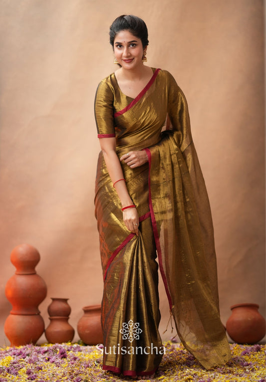 Dhiyona SS Woven Poetry Artisanal Handloom Tissue Cotton Saree