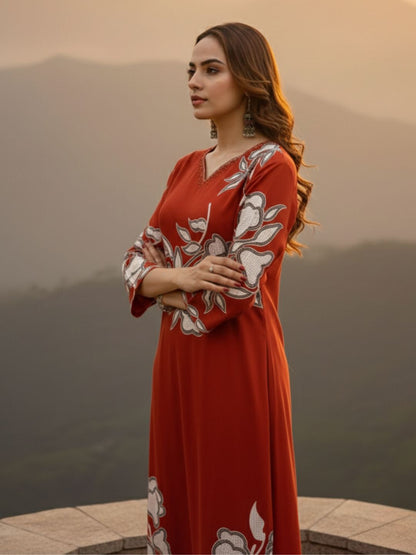 Bakul Rust Digital Print Kurta Pant Set