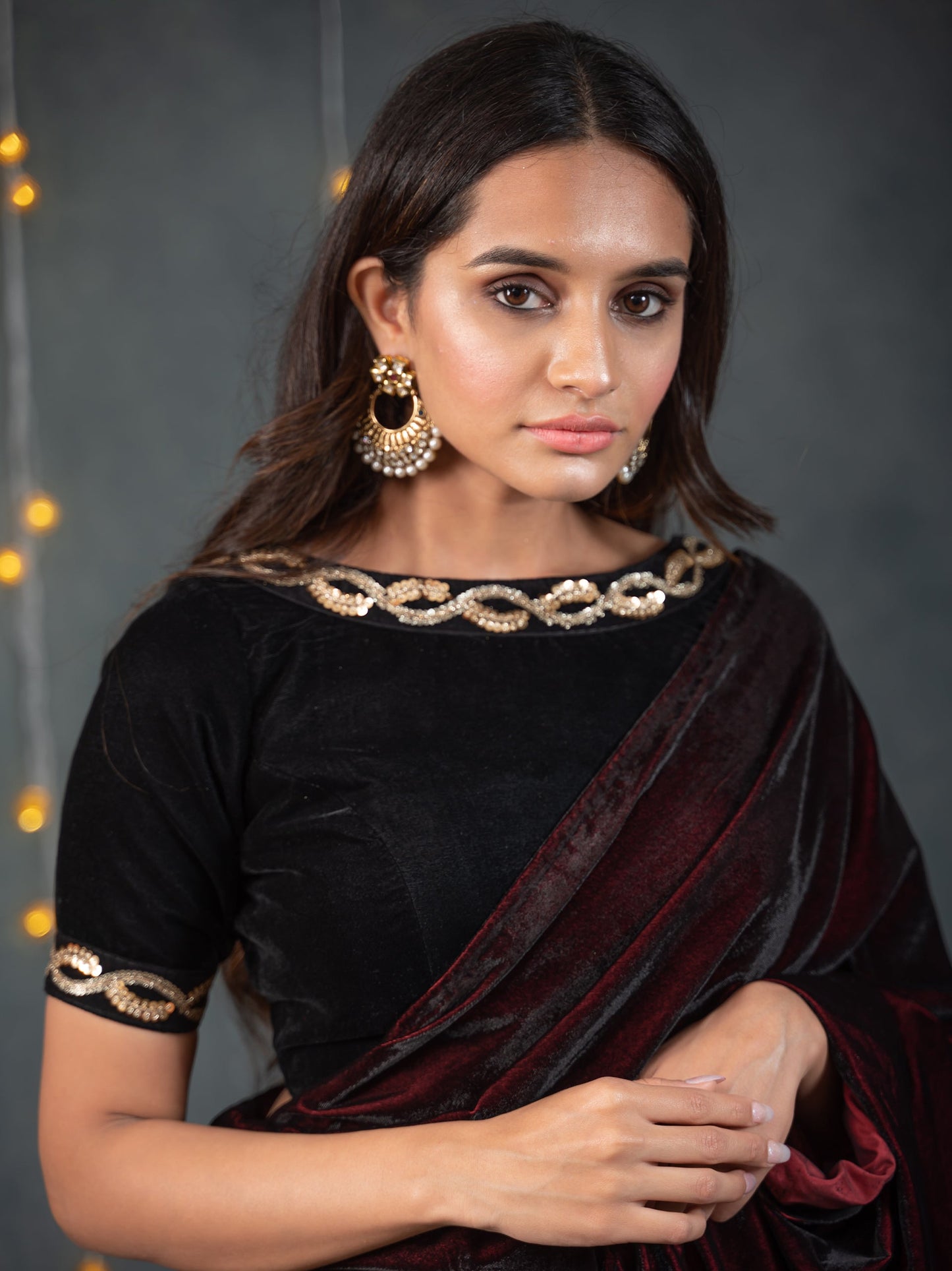 Dhiyona ST Velvet Black Blouse