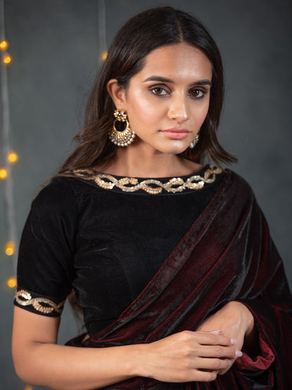 Dhiyona ST Velvet Black Blouse