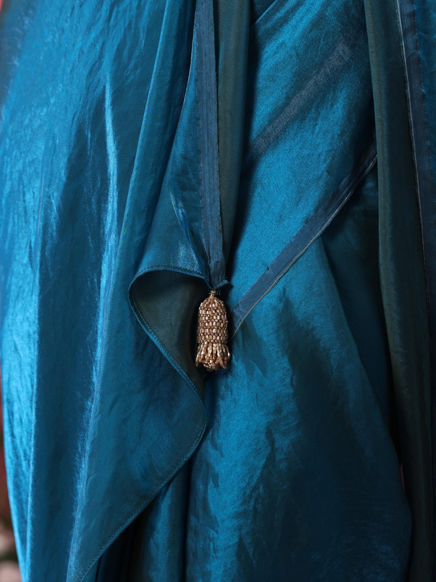 Dhiyona ST Rama Blue Green Metallic Satin Saree