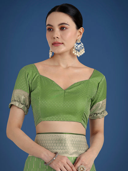Dhiyona MJ Dusty Green Weaving Banarasi Satin Silk Trendy Saree For Festival