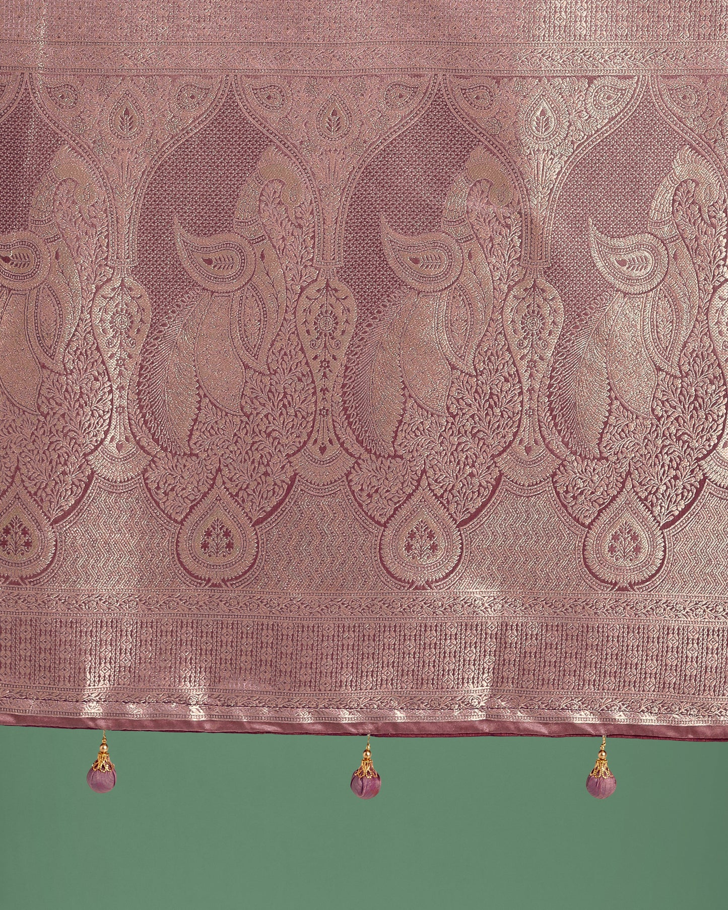 Dhiyona MJ Dusty Rose Pink Weaving Banarasi Satin Silk Trendy Saree For Festival