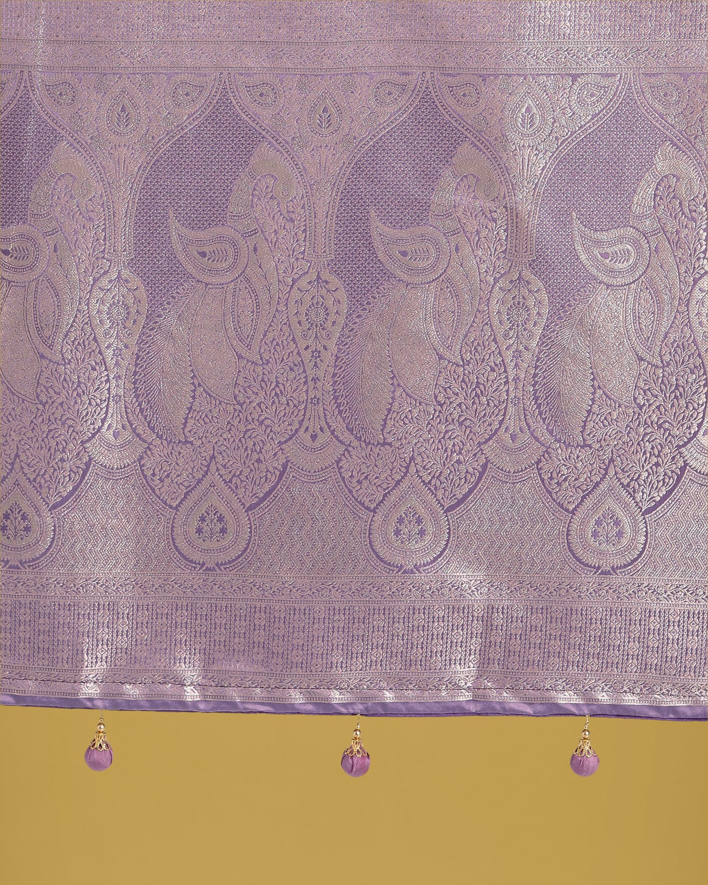 Dhiyona MJ Dusty Lavender Weaving Banarasi Satin Silk Trendy Saree For Festival